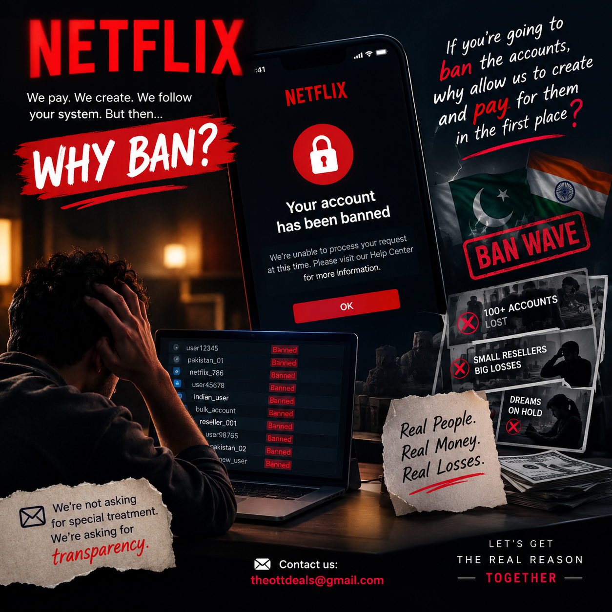 Illustration of the September 2026 Netflix account ban wave affecting Pakistan and India